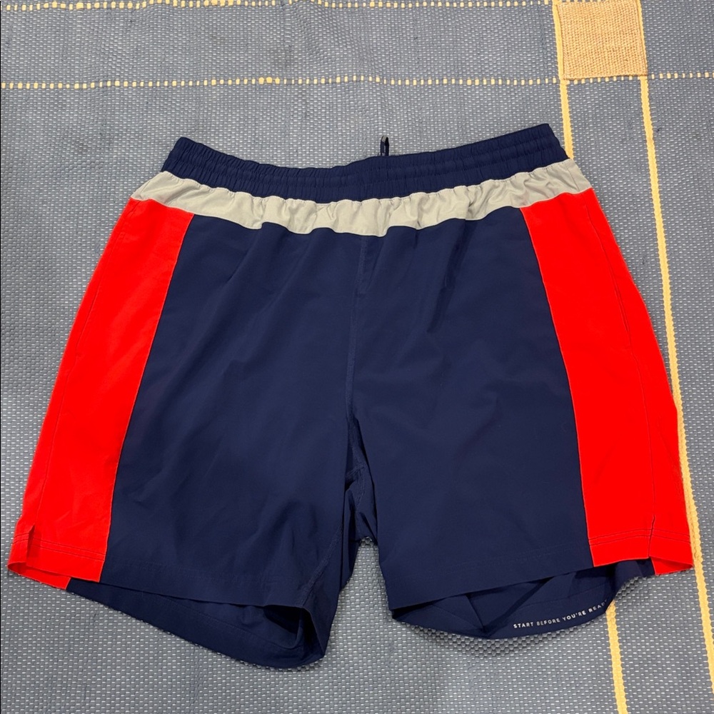 Four Laps XL Navy and Red Lined Athletic Shorts